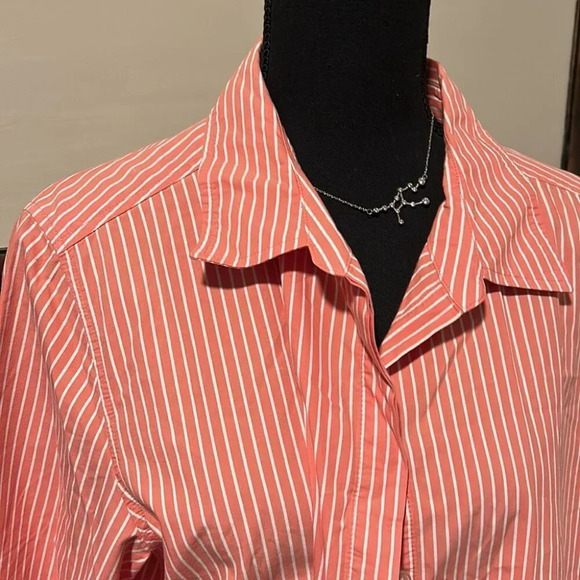 Orange and White Striped Chico's Button Up - Picture 2 of 4